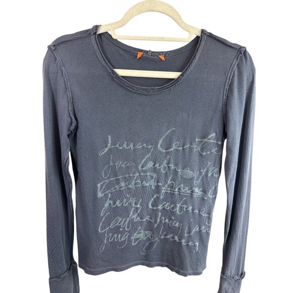 Vintage Juicy Couture Tee Shirt Blue Script Cotton Long Sleeve Size S Y2K - Picture 3 of 13